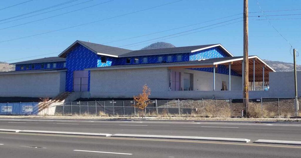 Hillcrest Hardware build with roof on from the side